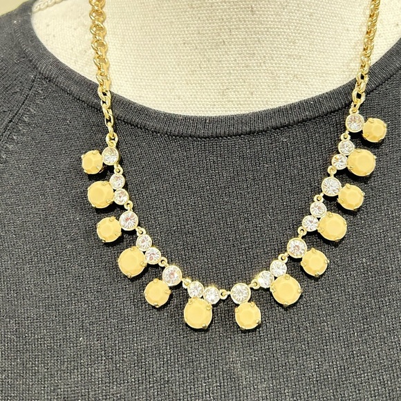 J Crew faceted beige bead & crystal gold tone ring chain necklace marked 10 inch - Picture 1 of 7